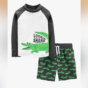 Carters boys alligator bathing swim suit set 6-9 months